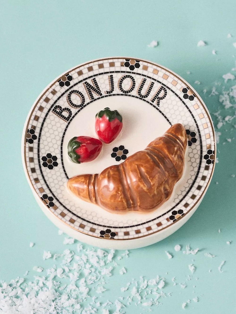 NEW Anthropologie Handpainted Baking Hobby Tiny Trinket Box 🥐 🍓